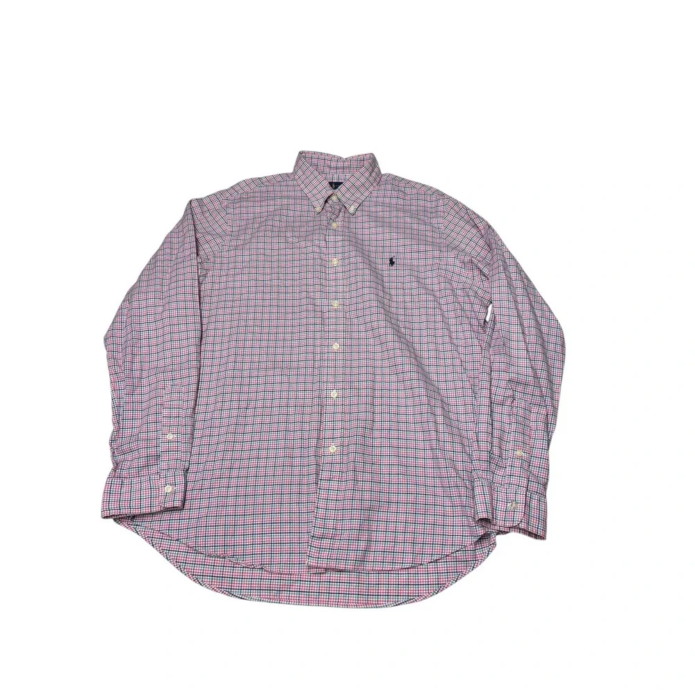 Ralph Lauren Mens XL Long Sleeve Button Down Shirt Tattersall Check Red Blue